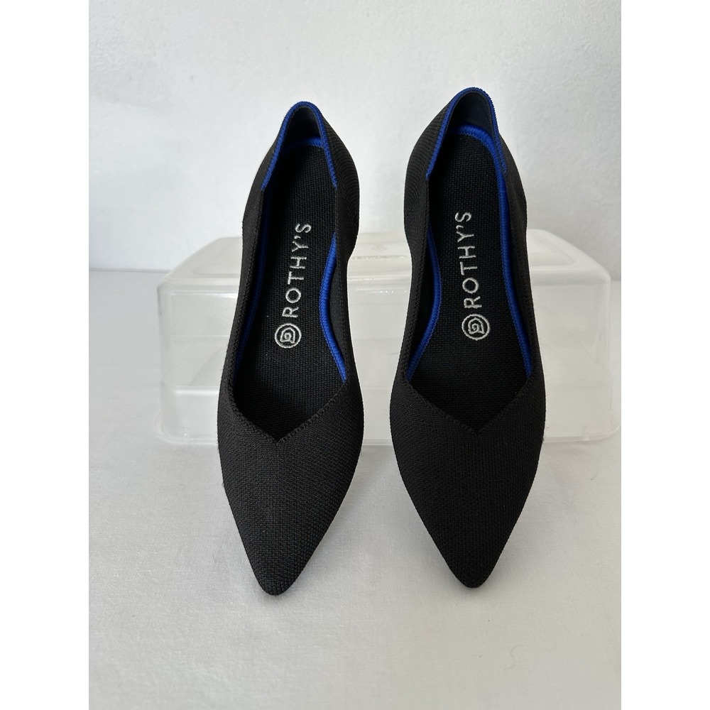 Rothy's Black Flats with Blue Trim